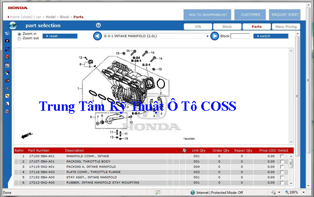 Phần mềm tra mã phụ tùng Honda EPC – Trung Tâm Kĩ Thuật Ôtô COSS